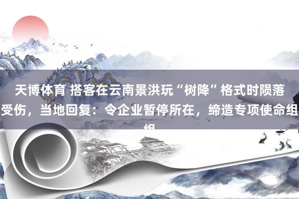 天博体育 搭客在云南景洪玩“树降”格式时陨落受伤，当地回复：令企业暂停所在，缔造专项使命组