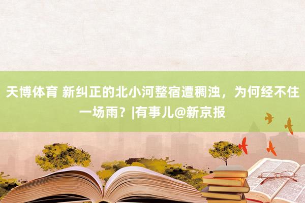 天博体育 新纠正的北小河整宿遭稠浊，为何经不住一场雨？|有事儿@新京报