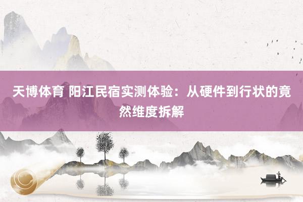 天博体育 阳江民宿实测体验：从硬件到行状的竟然维度拆解