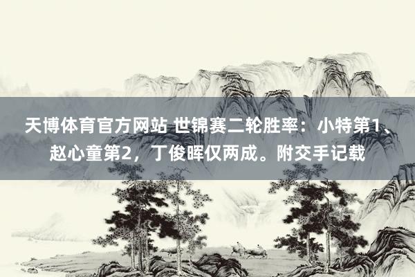 天博体育官方网站 世锦赛二轮胜率：小特第1、赵心童第2，<a href=