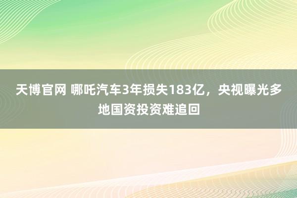 天博官网 哪吒汽车3年损失183亿，央视曝光多地国资投资难追回