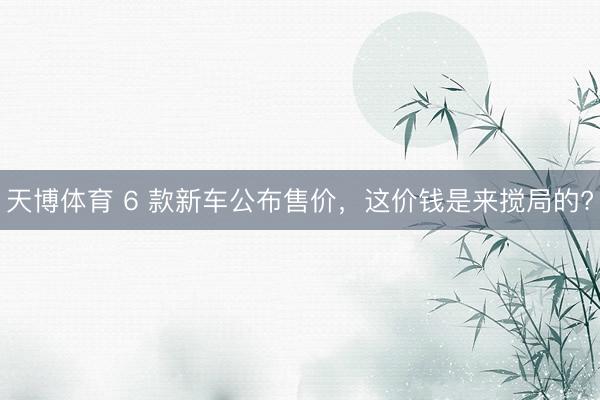 天博体育 6 款新车公布售价，这价钱是来搅局的?